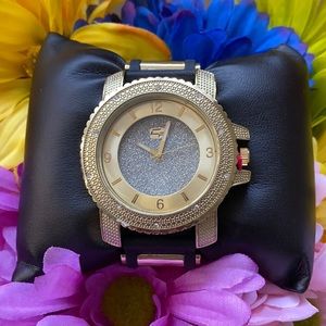 NEW* MEN BLACK GOLD ICY BLING SILICON WATCH